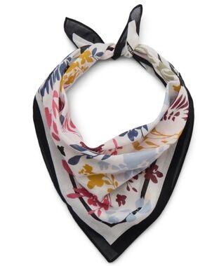 Black Trim Floral Print Scarf